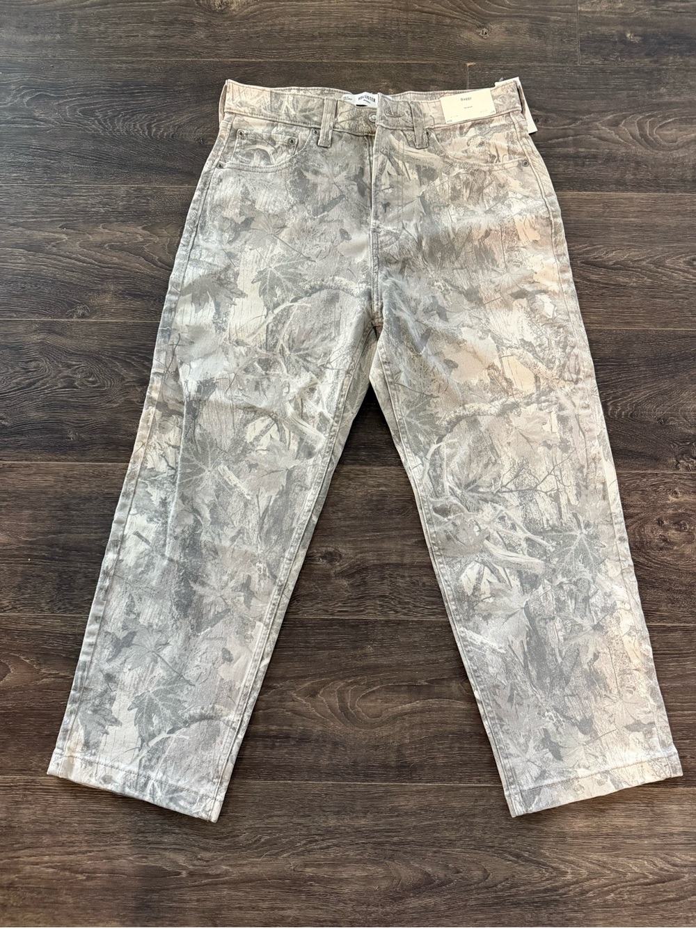 Abercrombie & Fitch Gray Camouflage Straight-Leg Jeans
